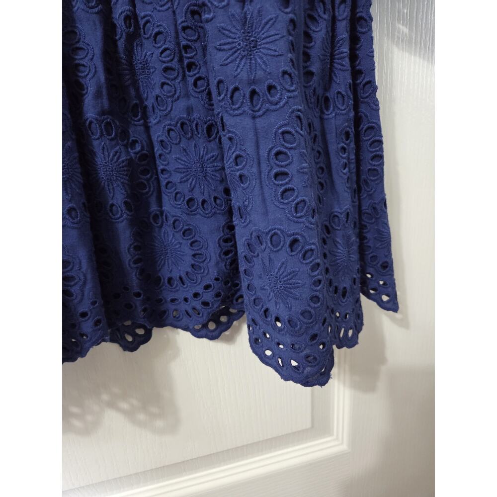 Figue Isabella Blue Eyelet Embroidered Cutout Sleeves Boho Mini Dress, Size XL - Picture 16 of 16